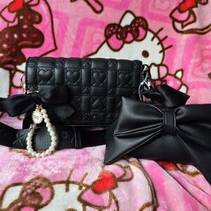 Betsey Johnson purse with wallet and bow coin purse bow and pearl charm included